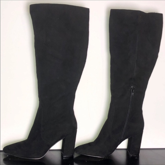 14th & Union Black Faux Suede Heel Tall Boots 6M - Picture 7 of 11